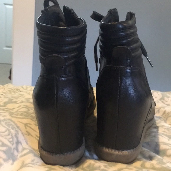 High top black lace up sneakers - Picture 4 of 5